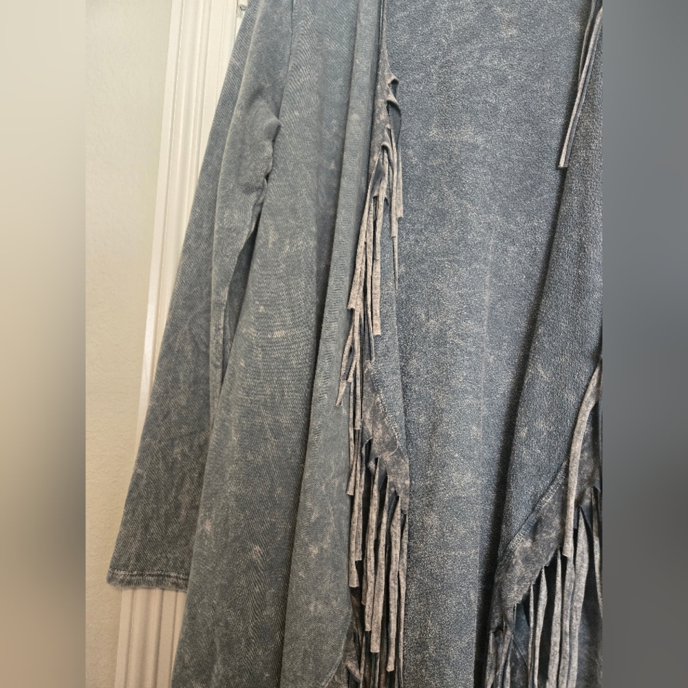 Blue Buttercup Fringe Open-Front Cardigan View 3